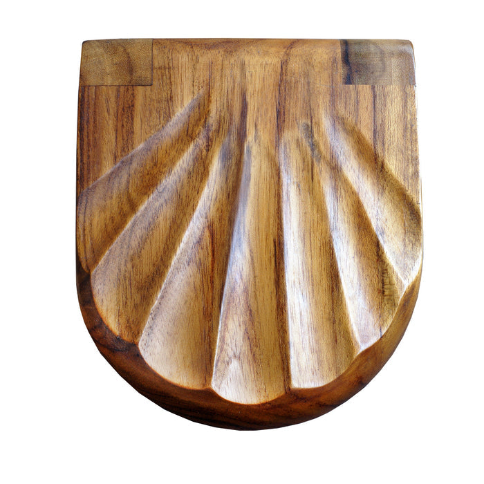Top view of Rico & Plato teak shower foot rest displayed on a white background