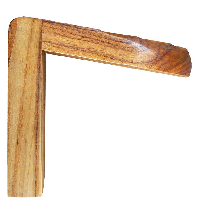 Side view of Rico & Plato teak shower foot rest displayed on a white background