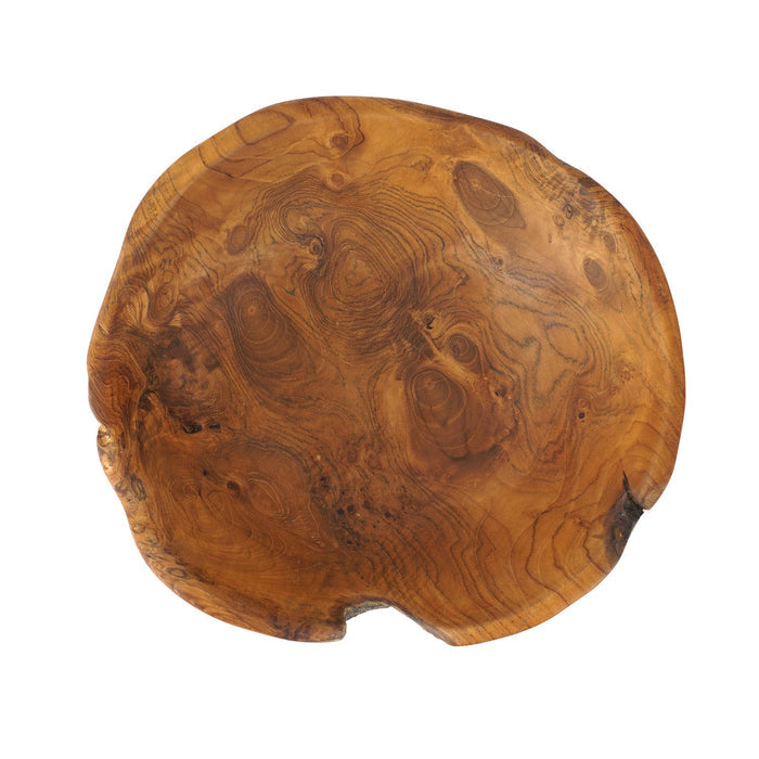 Top view of Rico & Plato umbria teak salad fruit bowl displayed on a white background