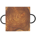 Top view of Rico & Plato yuka trivet with iron handles displayed on a white background