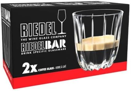 Set of two Riedel drink specific glassware coffee glasses packaging on a white background