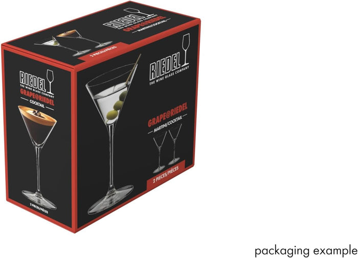 Riedel glassware packaging with cocktail illustrations on a white background