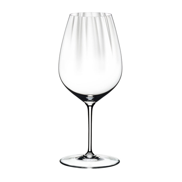 Riedel performance cabernet merlot glass on a white background