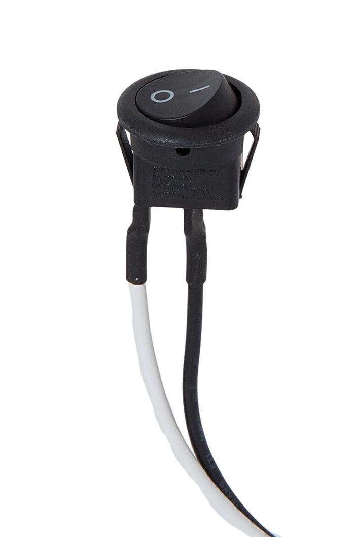 Round, Black ON/OFF Snap-In Rocker Switch
