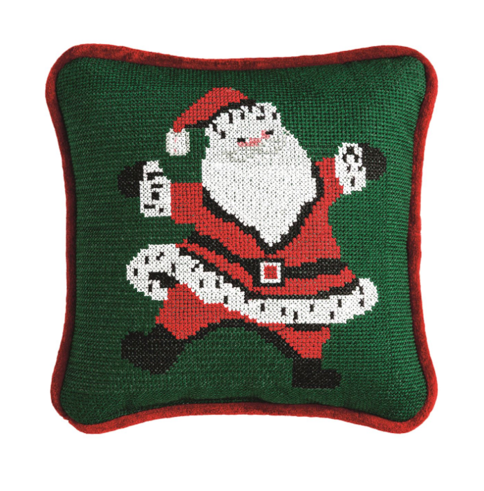 Santa Needlepoint Mini Pillow