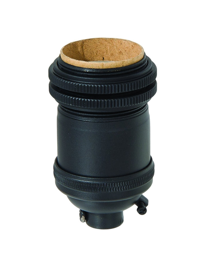 Satin Black Finish Brass Keyless, Heavy Turned Brass Tall Socket w/ Ground Screw Terminal