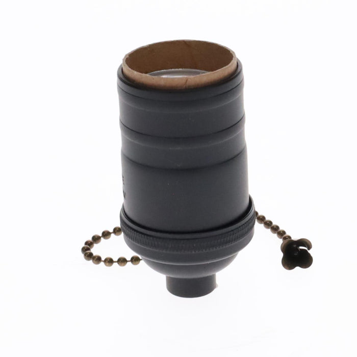 Satin Black Finish Brass Socket, On/Off Pull Chain, No UNO Threads (48254BK)