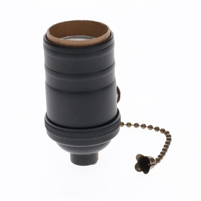 Satin Black Finish Brass Socket, On/Off Pull Chain, No UNO Threads (48254BK)
