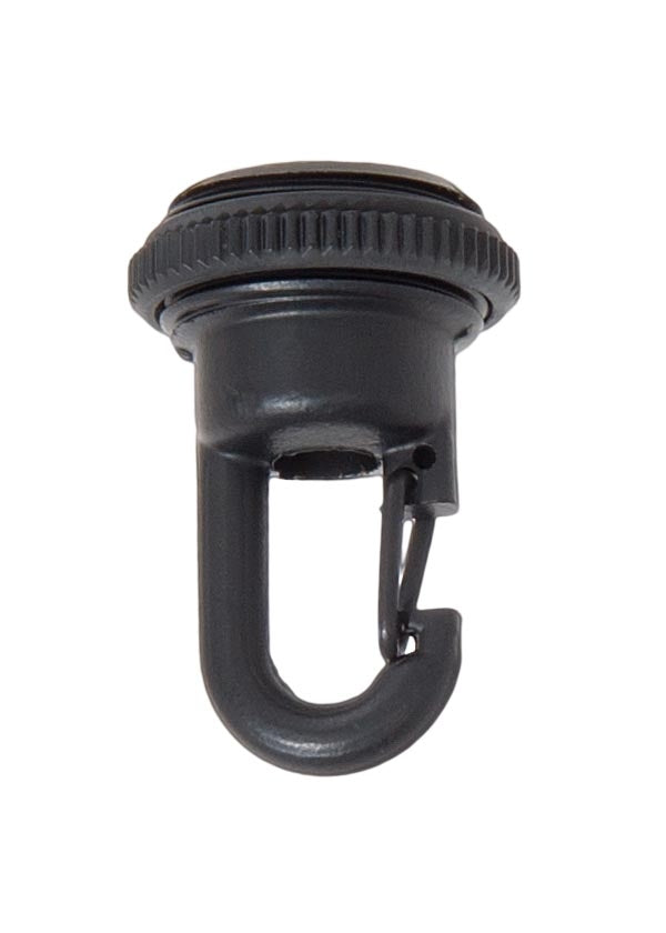 Satin Black Finish Cast Brass Quick Hook Screw Collar Loop, 1-3/4" Tall, 1/4F Tap