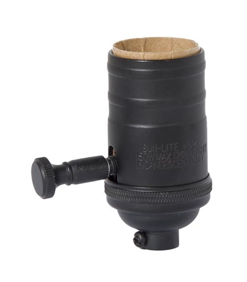 Satin Black Finish Heavy Brass E-26 Full Range Dimmer Turn Knob Lamp Socket,  No UNO Thread