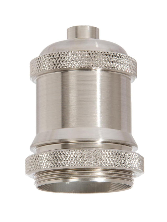 Satin Nickel Finish Die Cast Aluminum E-26 Socket Cover with E-26 Socket and Mounting Hardware