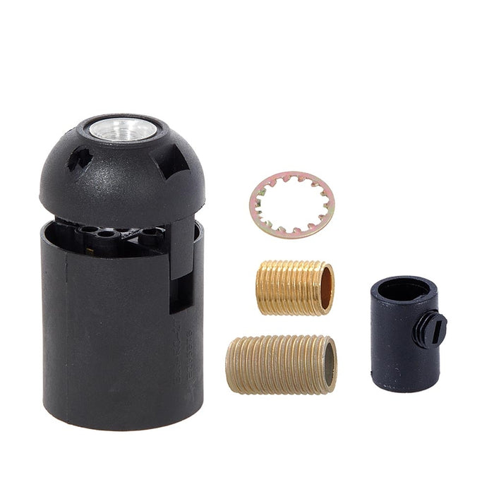Satin Nickel Finish Die Cast Aluminum E-26 Socket Cover with E-26 Socket and Mounting Hardware