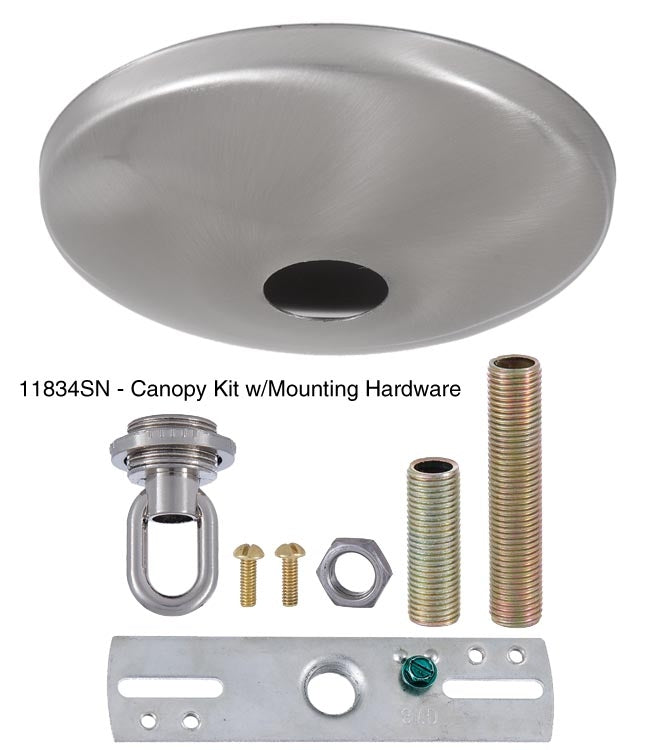 Satin Nickel Finish, Modern Ceiling Canopy & Canopy Kit
