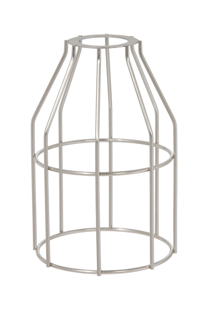Satin Nickel Finish Steel Wire Bulb Cage, Slip On Washer Type