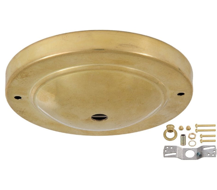 Shallow Dome Shape Unfinished Brass Canopy & hardware kit with matching finish (11717U)