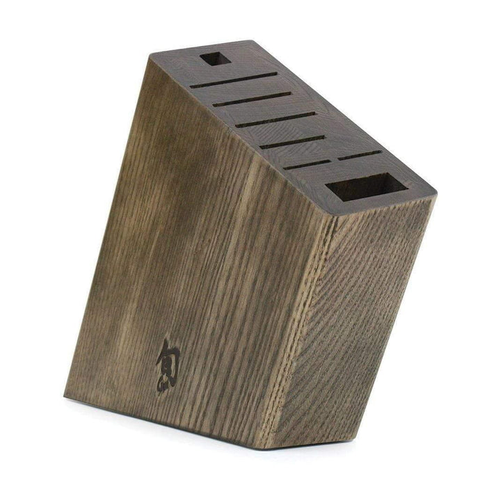 Shun walnut Angled Block with 8 slots displayed on a white background