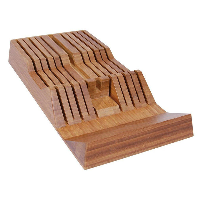 Shun Bamboo In-Drawer Knife Storage Tray with 11 slots displayed on a white background