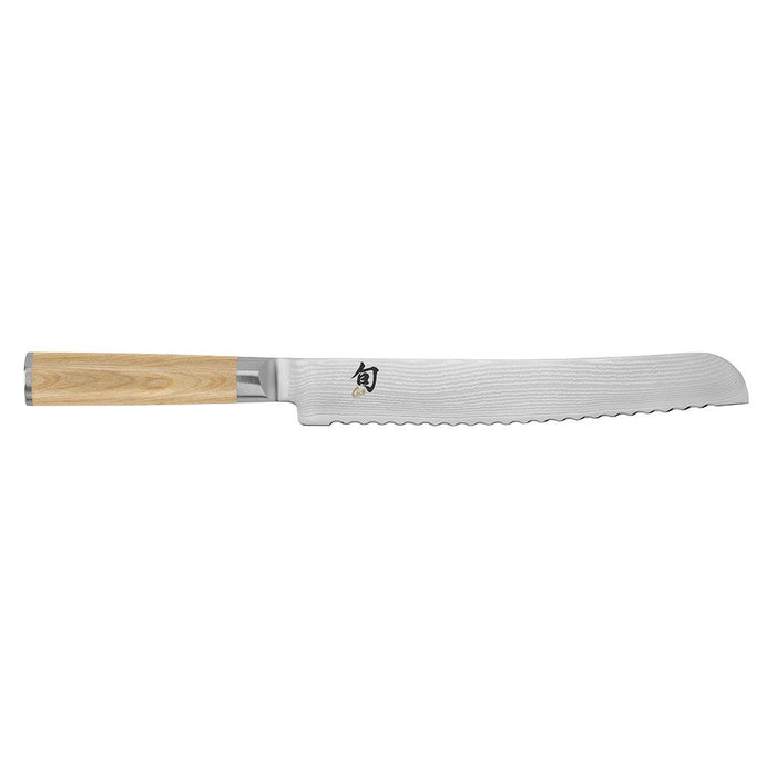Shun Classic Blonde Bread Knife displayed horizontally on a white background