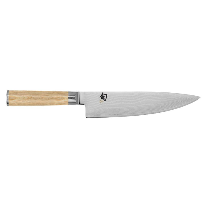 Shun Classic Blonde Chef's Knife displayed horizontally on a white background