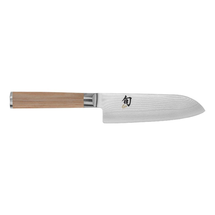 5.5 inch Shun Classic Blonde Santoku Knife displayed horizontally on a white background