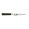 Shun Classic Serrated Utility Knife - 6″ displayed horizontally on a white background