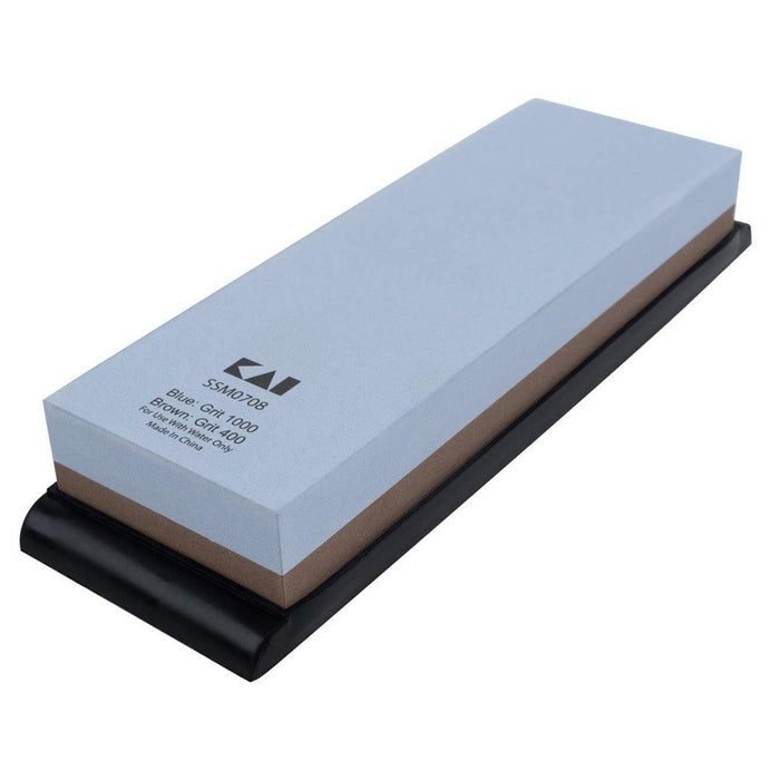 Shun Combination Whetstone w/ Rubber Base: 400/1000 Grit displayed on a white background