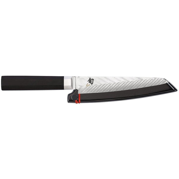 Shun Dual Core Utility Knife - 6″ with black knife guard displayed horizontally on a white background