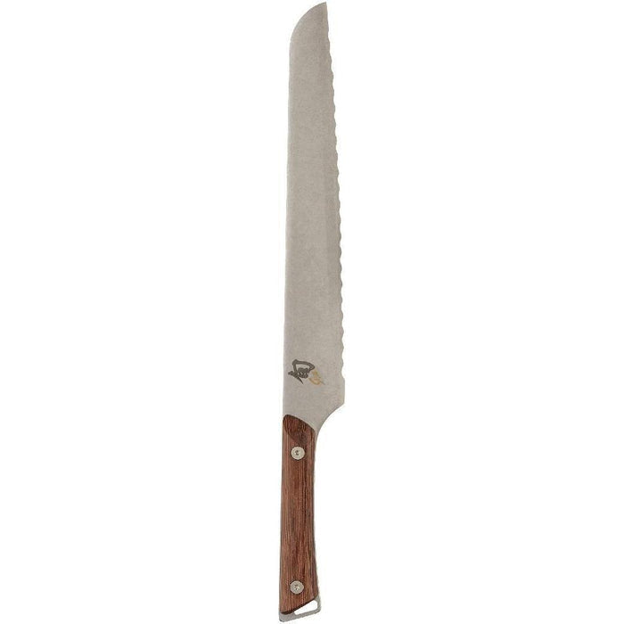 Shun Kanso Bread Knife - 9″ displayed vertically on a white background
