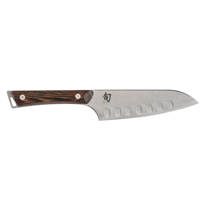 Shun Kanso Hollow Ground Santoku Knife displayed horizontally on a white background