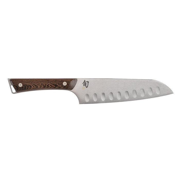 Shun Kanso Hollow Ground Santoku Knife displayed horizontally on a white background