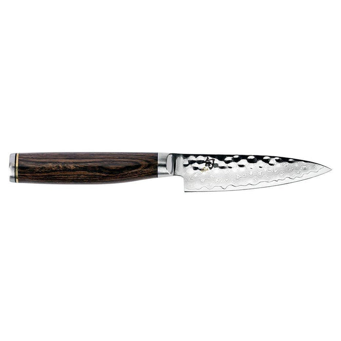Shun Premier Paring Knife - 4″ displayed horizontally on a white background