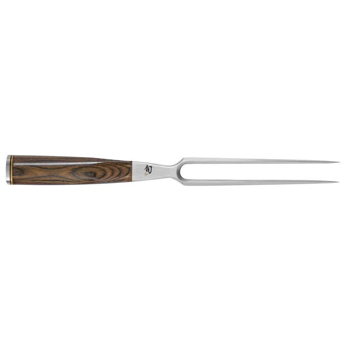Shun Premier Carving Fork - 6.5″ displayed horizontally on a white background