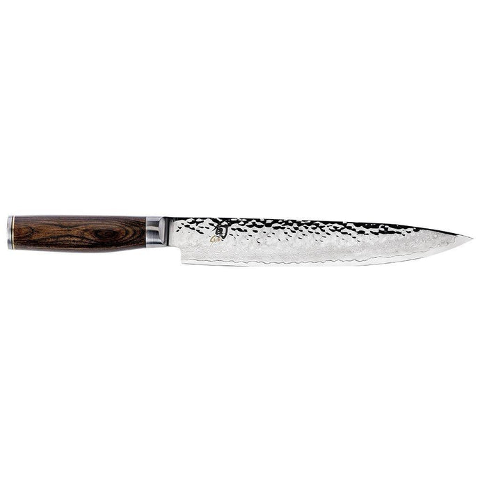 Shun Premier Slicing Knife - 9.5″ displayed horizontally on a white background