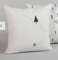Ski Mountain Cotton Embroidered Throw Pillow, Downhill Skier -16" x 16"TP