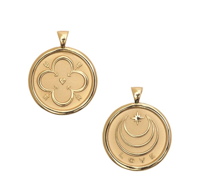 Small LOVE coin, 16"-18" classic rolo chain