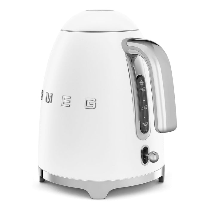 White Smeg 50s retro line electric kettle displayed on a white background