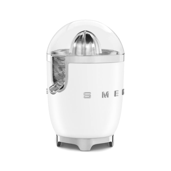 White Smeg 50s retro line citrus juicer displayed on a white background