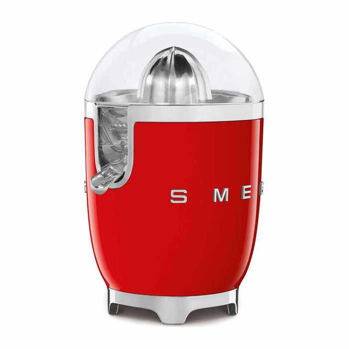 Red Smeg 50s retro line citrus juicer displayed on a white background