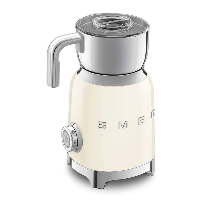 Cream Smeg 50s retro line milk frother displayed on a white background