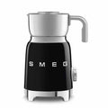 Front view of black Smeg 50s retro line milk frother displayed on a white background