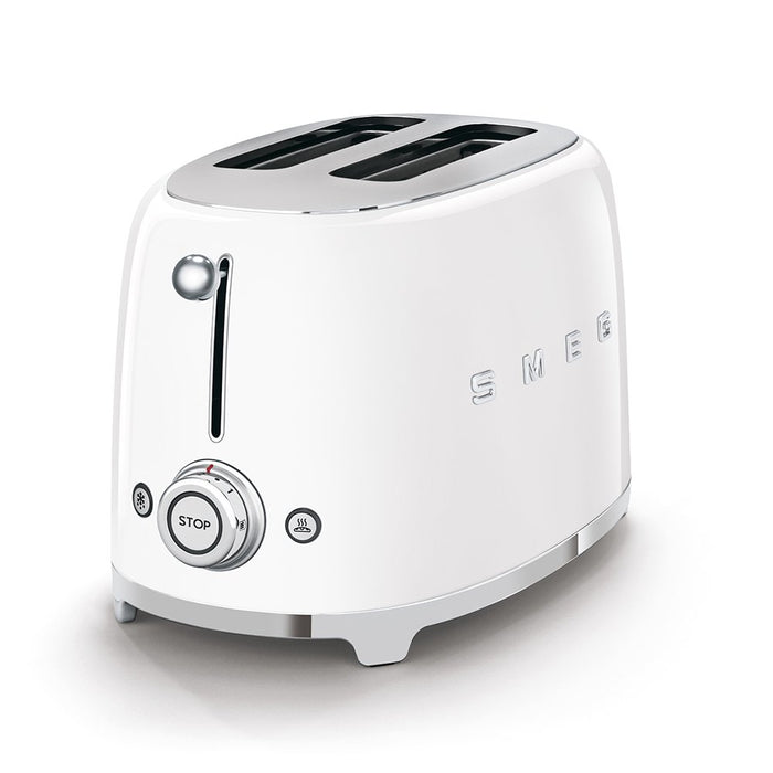 White toaster with brand logo on a white background