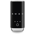 Front view of black SMEG milk frother displayed on a white background