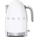 Front view of white electric kettle with 'SMEG' branding on a white background