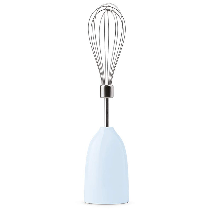 Whisk attachment with a pastel blue handle on a white background