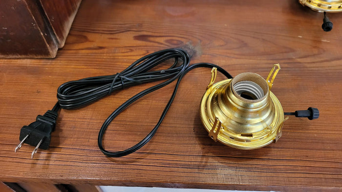 Solid Brass #2 Queen Electrified Lamp Burner, Choice of Cord Color (30211)
