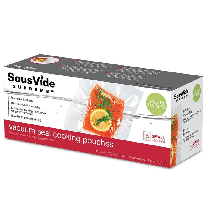 SousVide Supreme Sous Vide SousVide Supreme Vacuum Seal Cooking Pouches, 1 Quart/0.95 Liter, 25 qty. packaging displayed on a white background