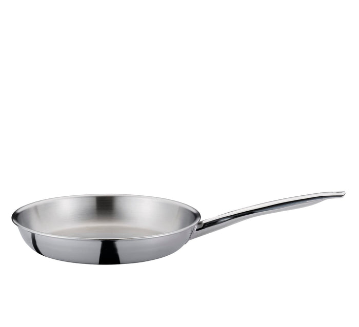 Stainless Steel frying pan displayed on a white background