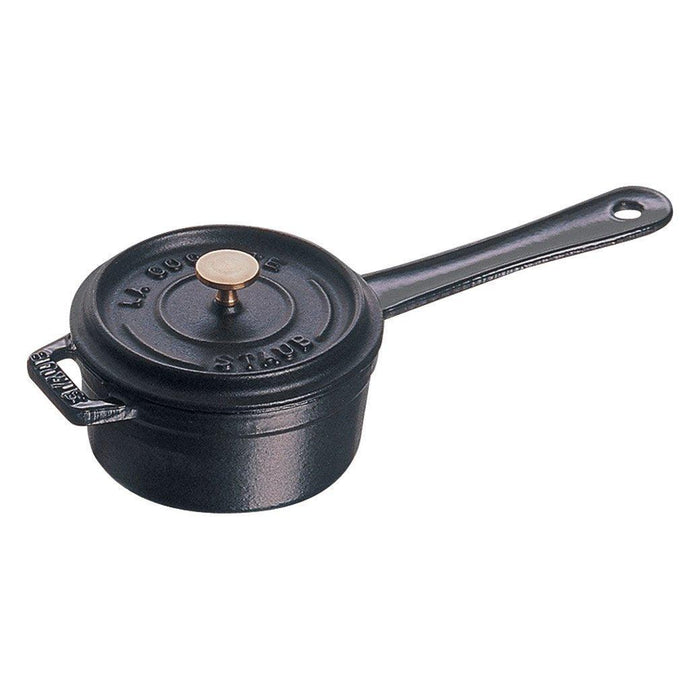 Staub Cast Iron 0.25-qt Mini Saucepan - Matte Black displayed on a white background