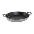 Graphite grey Staub Cast Iron 14.5″ X 11.2″ Oval Baking Dish displayed on a white background