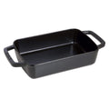 Matte black Staub Cast Iron 15″ x 10″ Roasting Pan displayed on a white background